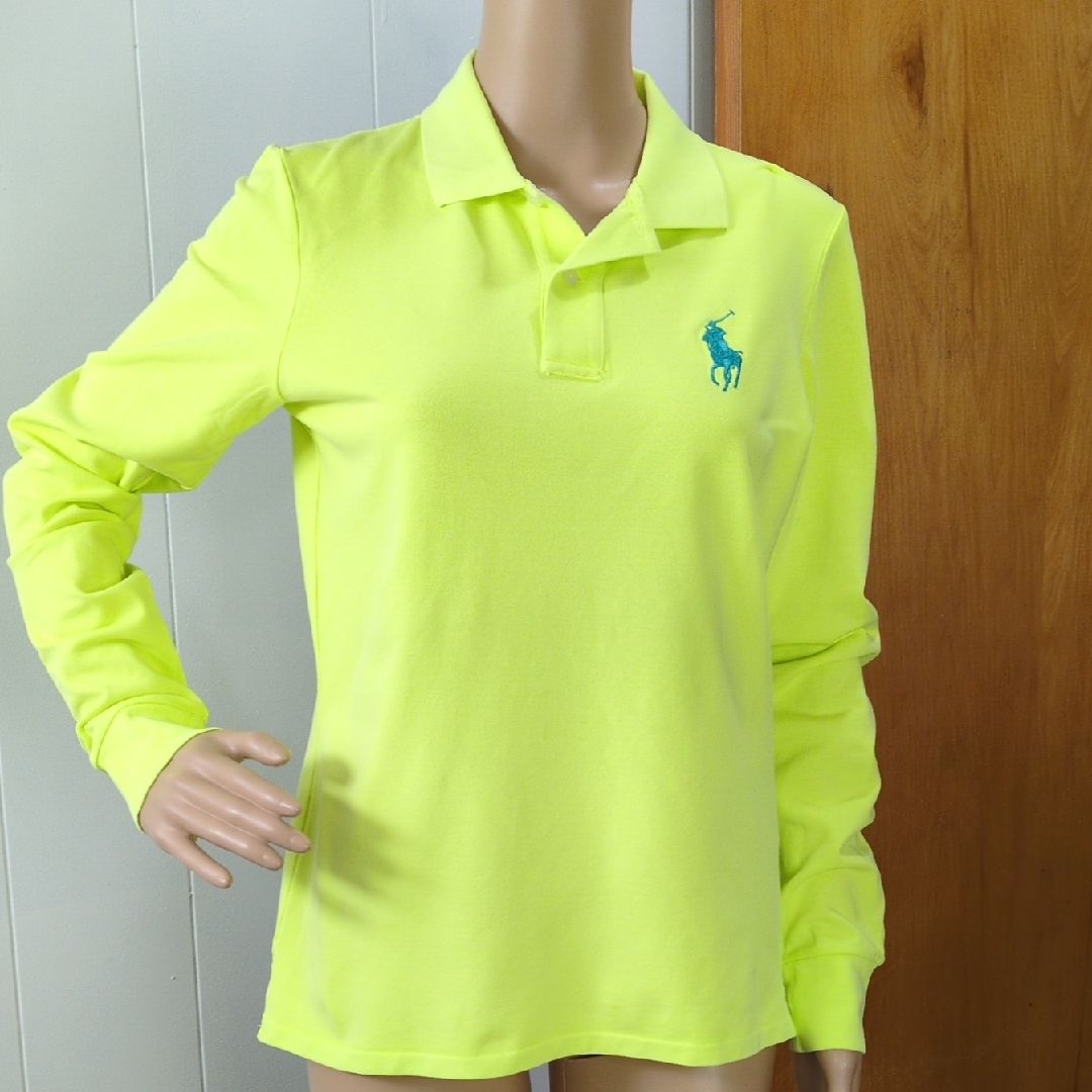 Ralph Lauren Neon Yellow Long Sleeve Polo Golf Shirt Medium